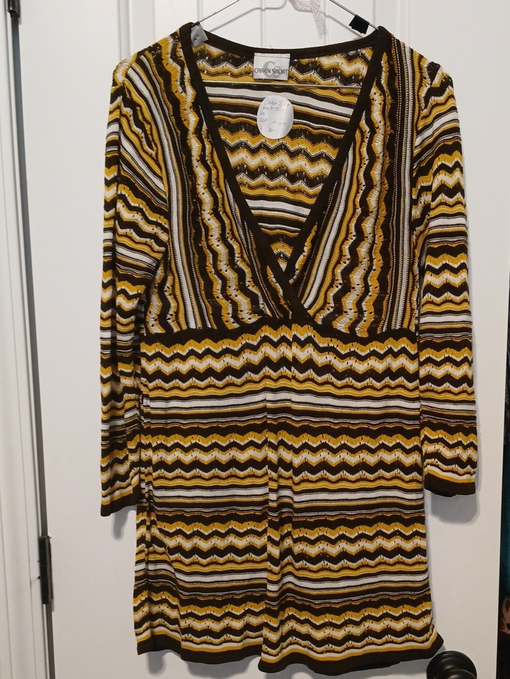 Caren Sport Striped Knit Top in Mustard, Brown, White